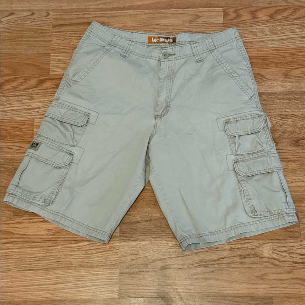 Lee Dungarees Cargo Shorts Mens 32 Beige 9 pocket